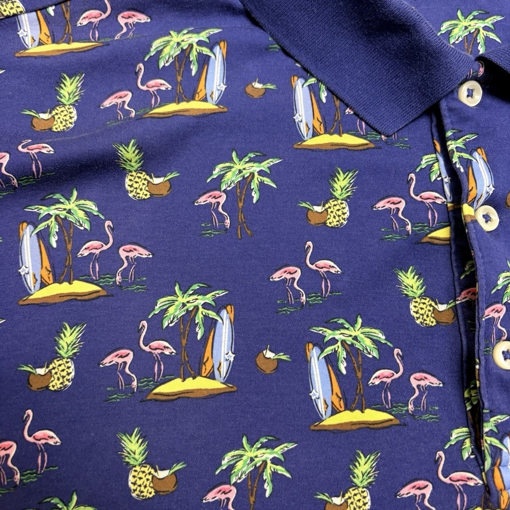 Polo Ralph Lauren Classic Fit Tropical Flamingo Print Knit Shirt 2XB EUC - Picture 6 of 7